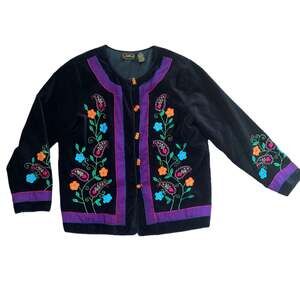 Allure vintage blazer woman’s size medium velvet bright color embroidery